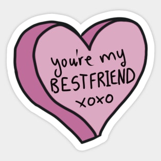 You’re My Best Friend Pink Love Heart Sticker